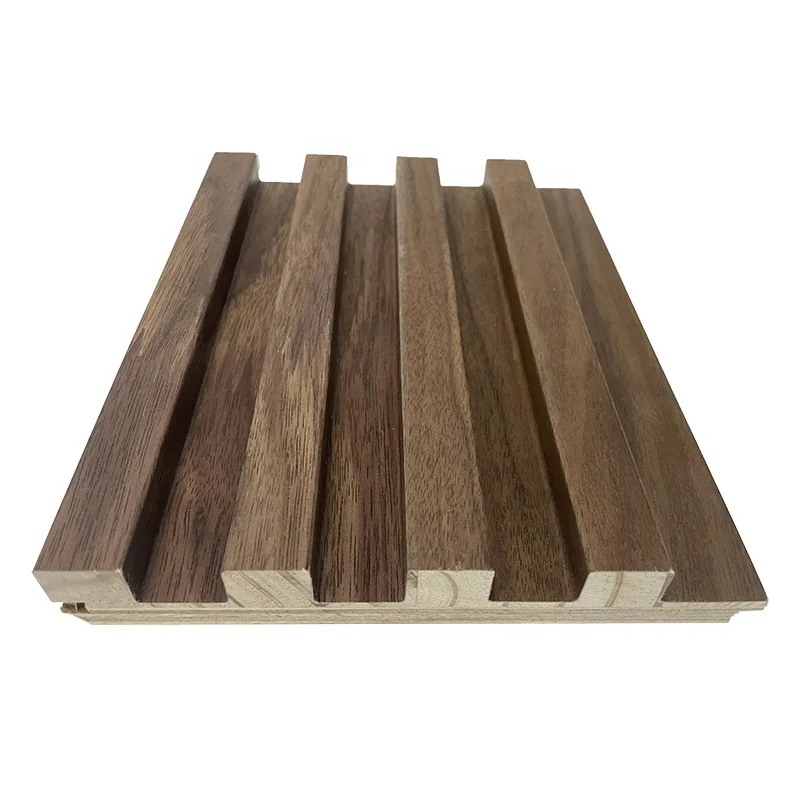 Interior Decorative 3D Wood Wall Panel Wooden Grating Panel Solid Wood Slat Fluted Panel