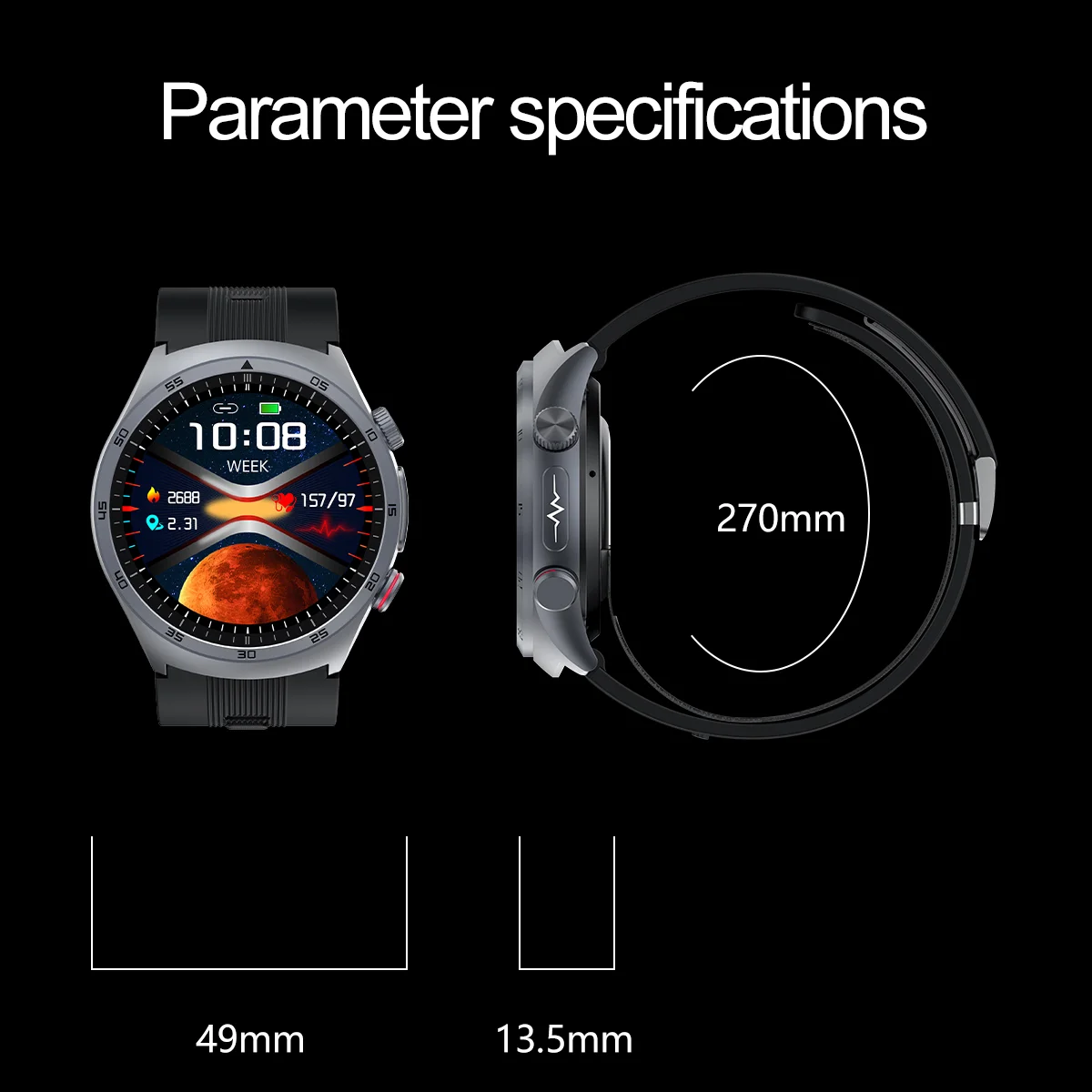 Latest Ruizu S25 ECG Smart Watch 1.43-Inch Amoled BT Call Nfc Micro-Physical Examination Health Tracking Metal Alloy Smartwatch