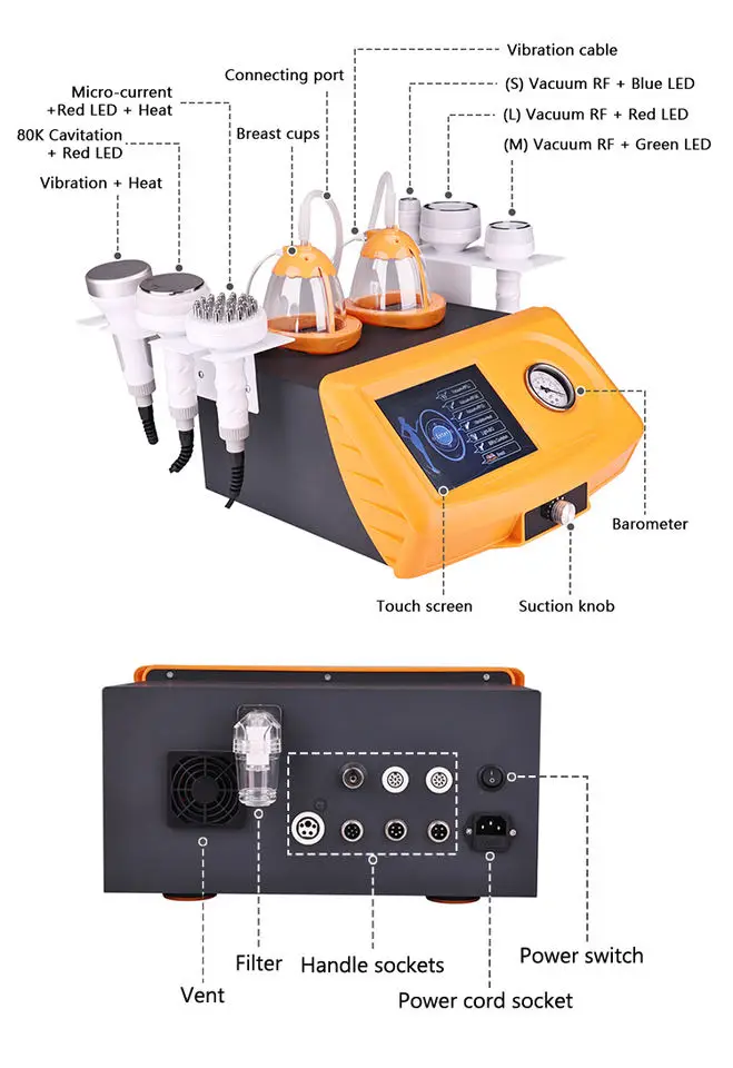 80k Cavitation Radio Frequency Vacuum Therapy Ultrasonic Vibrators Sucking Breast Massage Slimming Nipple Breast Care Machine