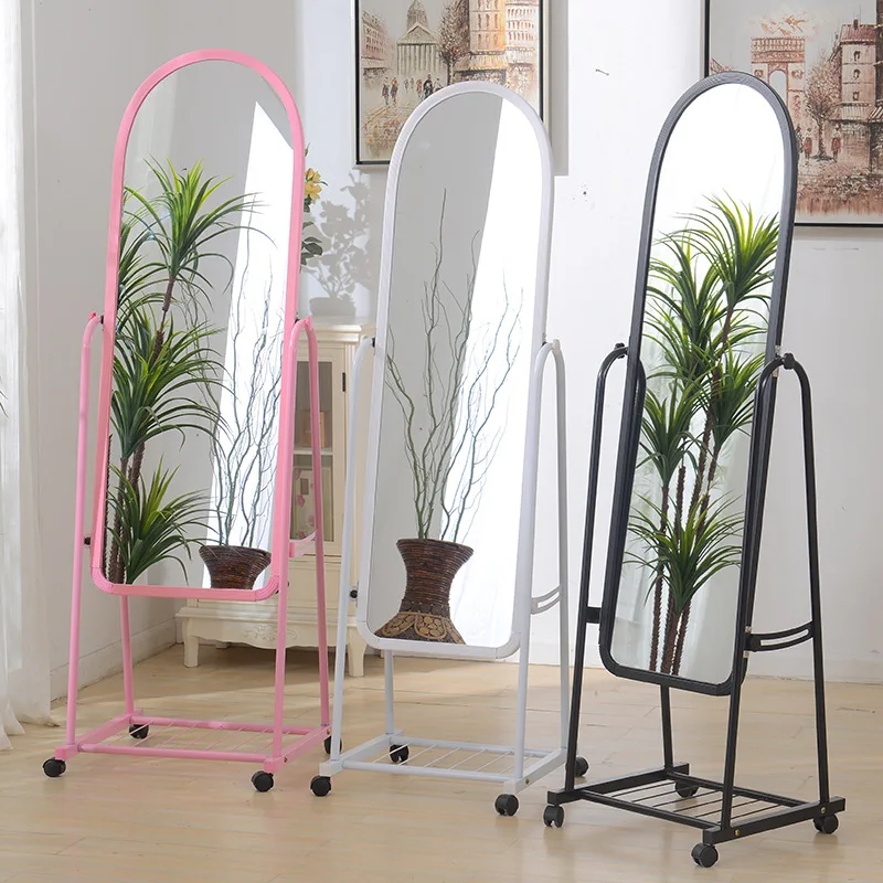 Wholesale Modern Fashion Full Body Full Length Mirror With Storage Hot Selling Floor Stand Dressing Mirror With Wheels