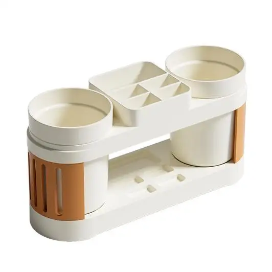 Simple Plastic Toilet Table Storage with Toothbrush and Toothpaste Holder Rack