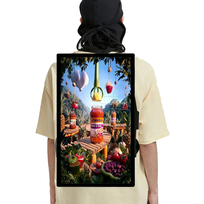 Human Walking Digital Billboard Lcd Walking Billboard Portable Backpack Walking Billboard