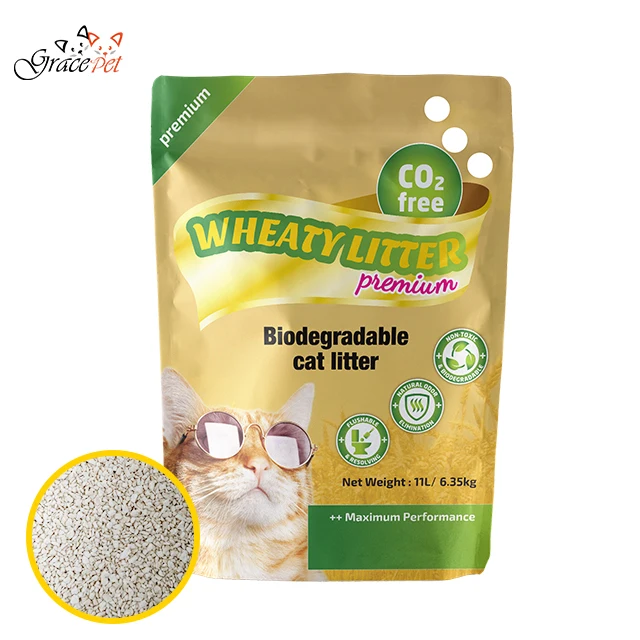 BSCI factory ODM/OEM Supplied  wheaty cat litter  Arena para gatos wholesale !  factory price wheat cat sand ! products For cats