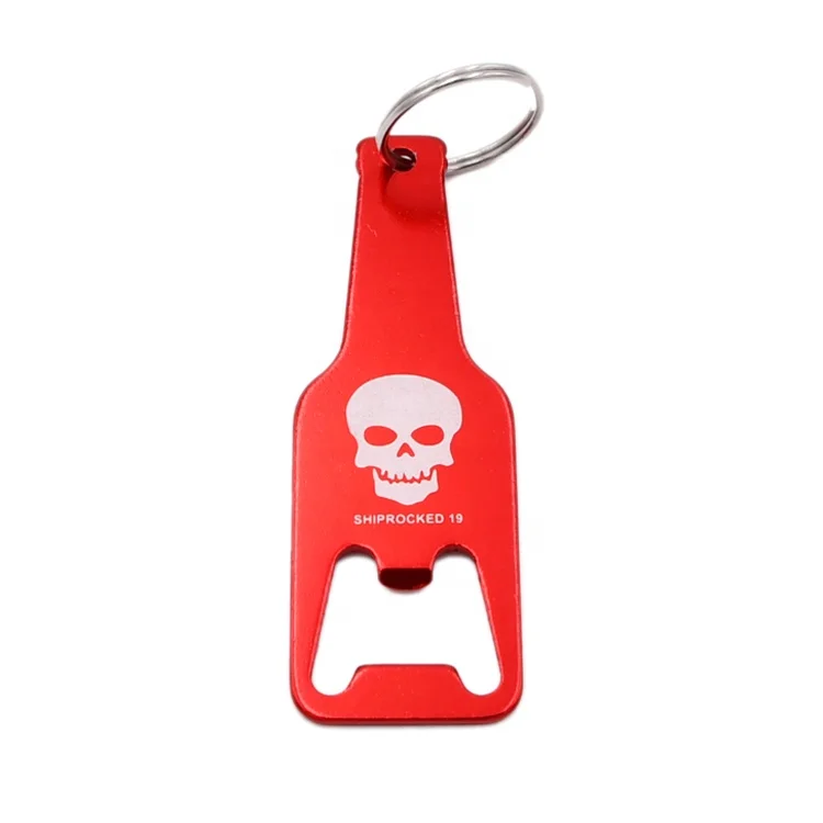Factory wholesale promotional gift bottle shaped aluminum beer bottle opener keychain