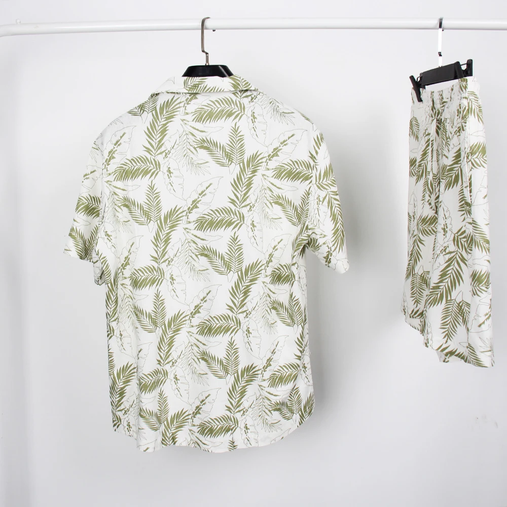 Shinesia OEM Custom Linen Shirts Summer Guayabera Hawaiian Shirt Printing Sublimation Shirts Button up Short Sleeve Men Casual