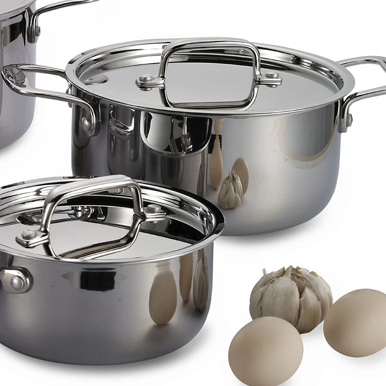Горячая Распродажа, 10 шт., трехслойные кастрюли из нержавеющей стали прямой формы, набор кухонной посуды