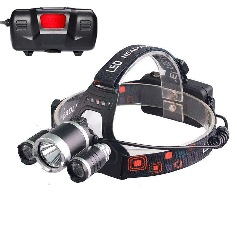 Powerful Outdoor camping fishing hunting Head Torch lamp Flashlight Waterproof 3 LED Headlamp Rechargeable