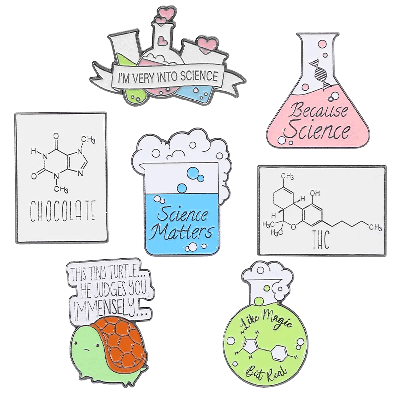Enamel Pins Chemical Equipment Style Bottle Chemical Formula  Punk Badge Backpack Jewelry Student Gift Metal Customizable Brooch