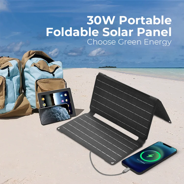 Outdoor camping Ip68 small foldable solar panel 30w monocrystalline silicon portable solar panel