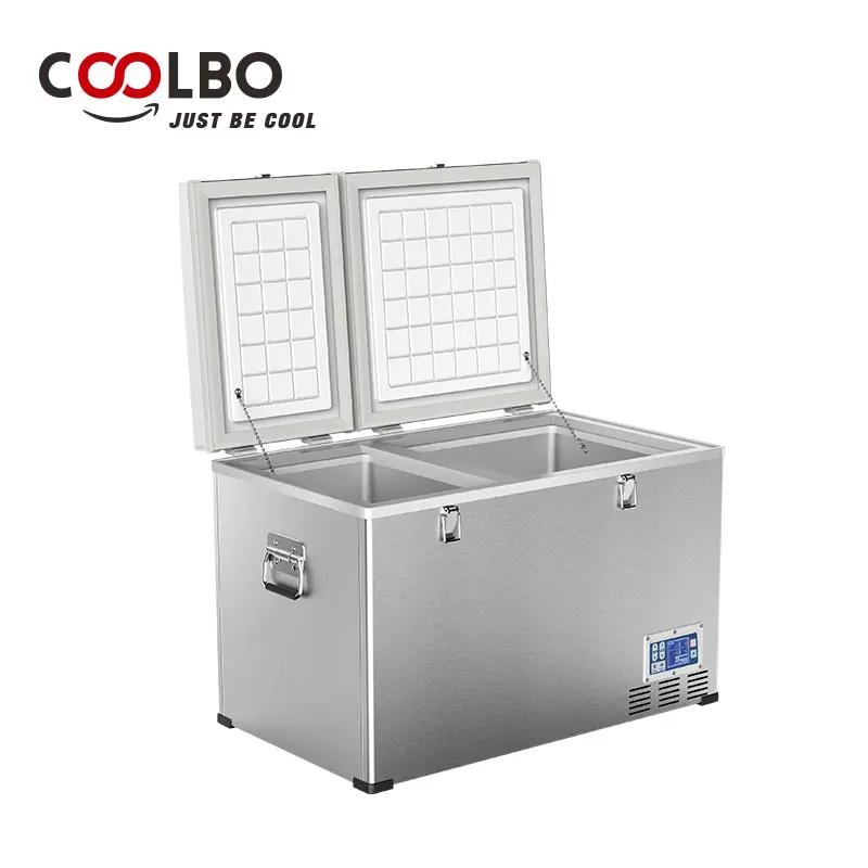 Double Door Horizontal Fridge Double temperature RV Fridge DC 12/24V Double Control Auto Car Fridge BCD100