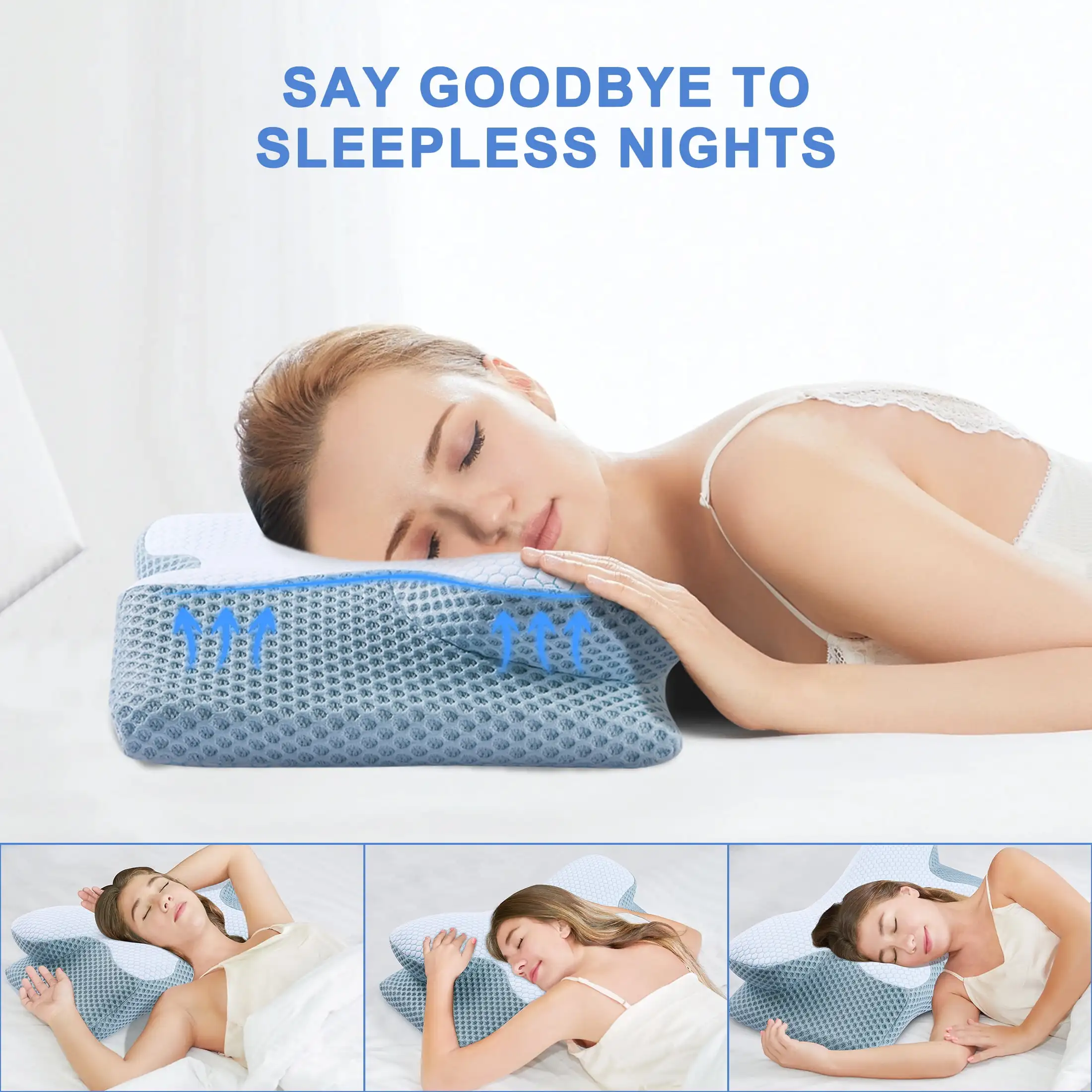 2023 custom Contour Memory Foam Pillow ,Ergonomic Orthopedic Neck Support Pillow for Side,Back & Stomach Sleepers