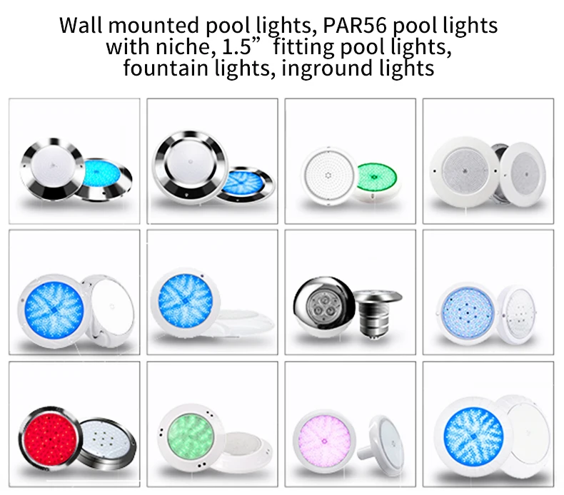 Refined Par56 Pool Led 12V IP68 CE ROHS LED Pool Light Fully Resin Filled Par56 Pool Light