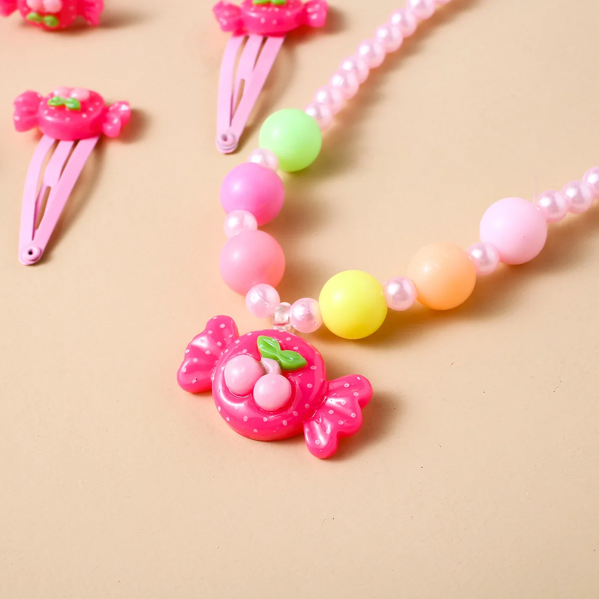 8pcs Wholesale Fashion Cartoon Cute Silicone Quartz Watches Children Kids Girls Necklace Bracelet Hair Accessories Watch Sets