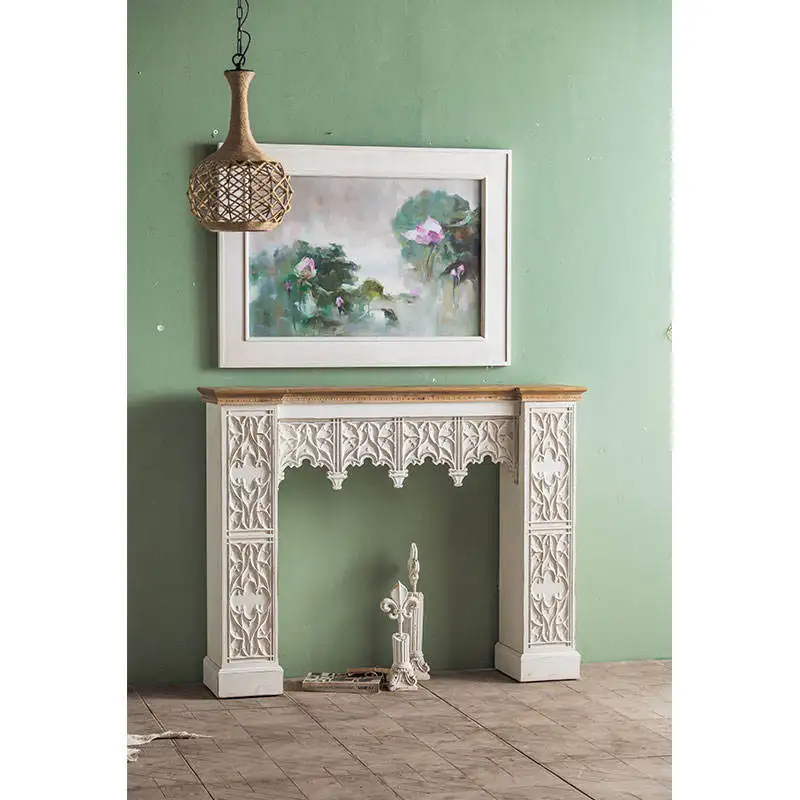 French Style Entrance Wood Hallway Table Antique Home Decor  Furniture Handmade Carving Bedroom Console Table