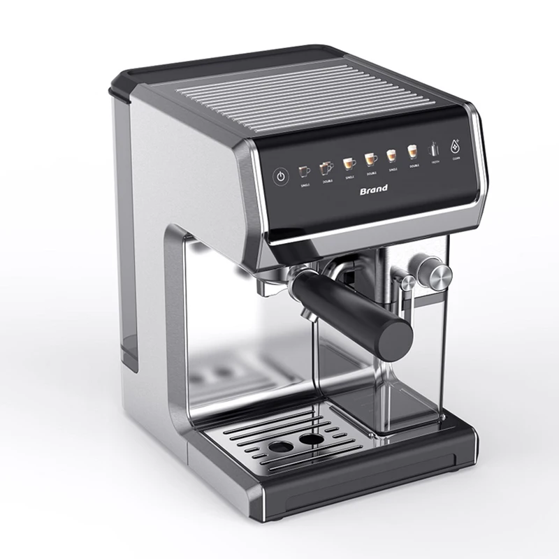 Stainless Steel Electric Espresso Coffee Machine with 500ML Milk Tank and Digital Touch Screen for Household and Hotel Use