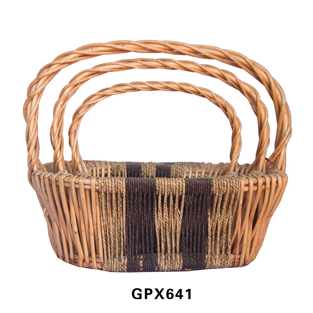 Water Hyacinth Basket Laundry Storage Basket Made in China Round Wicker Baskets With Handle Wicker Woven Natural