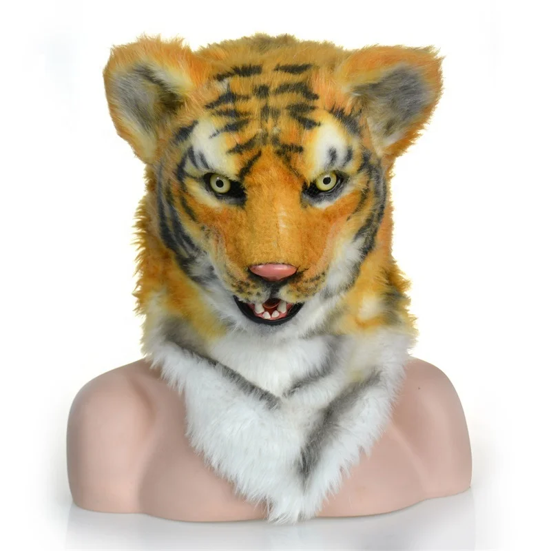 Tiger Head Mask Realistic Animal Halloween Mask for Halloween Cosplay Costume Party