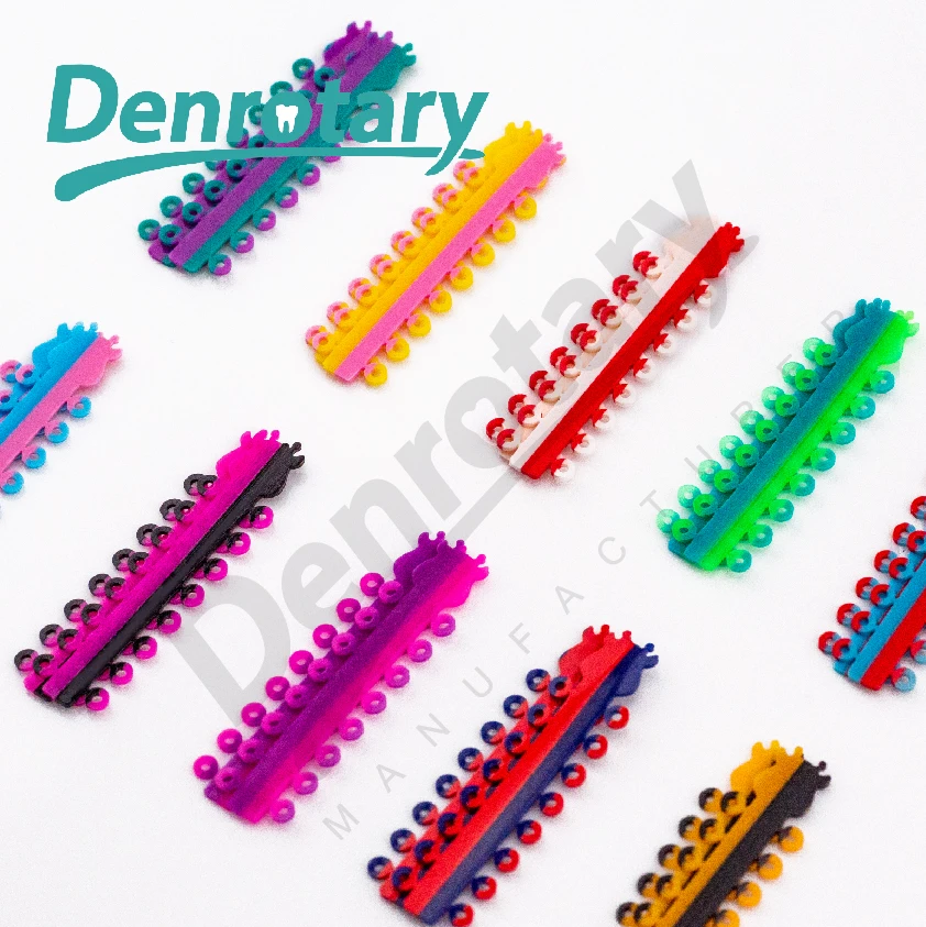 Denrotary Dental Supplier Liga De Ortodoncia Braces Ligaties Orthodontic Elastomerics Two Colors Ligature Ties for Orthodontics