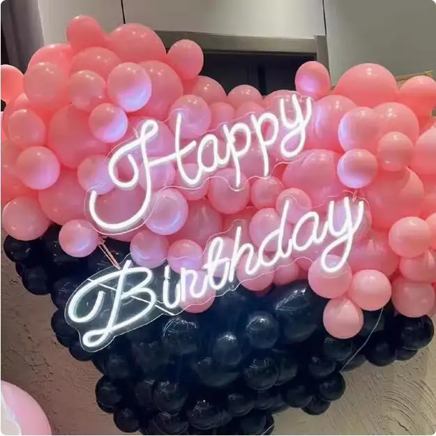 Custom Happy Birthday Neon Logo Sign Dropshipping LED Acrylic Letter Sign for Store and Company Decor Stand Installation