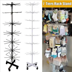Metal 7 Tiers Spinner Display Rack Jewelry Keyring Sock Rotating Display Rack