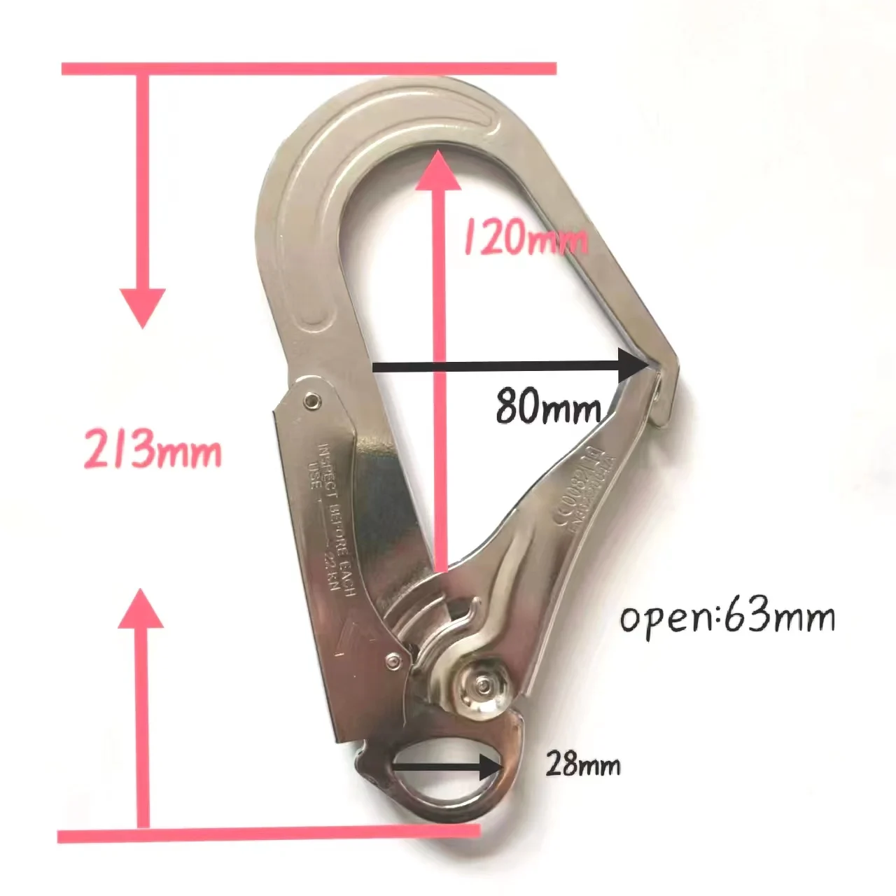 Fork lanyard polyamide rope 23kn Forged Steel High Quality Steel Double Lock Stamped Snap Hook  Rebar Hook Safety Hardness Hardware Fall Protection