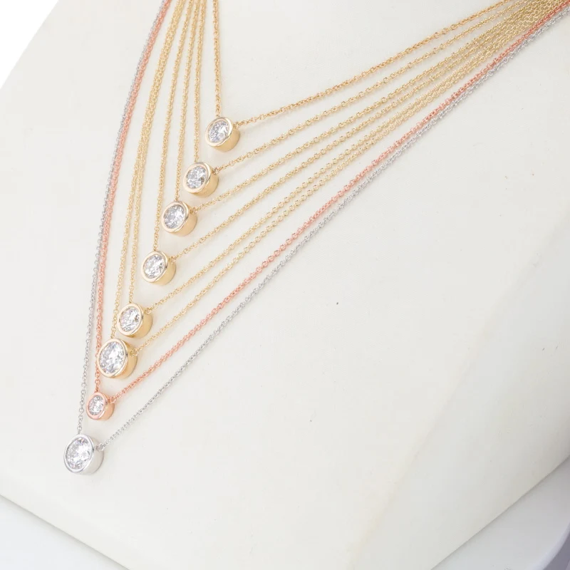 starsgem hpht lab grown diamond 10k 14k 18K yellow gold 1ct diamond necklace for women