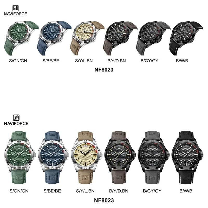 NAVIFORCE 8023 Men Casual Sport Quartz Watch Calendar Wrist Watch for Men Genuine Leather Water Male Clock Relogio Masculino