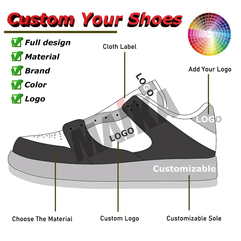 High Quality Customized Logo Sneakers Men Casual Leather High Low Cut Blank Skateboard Shoes Manufacture Custom Walking Shoes