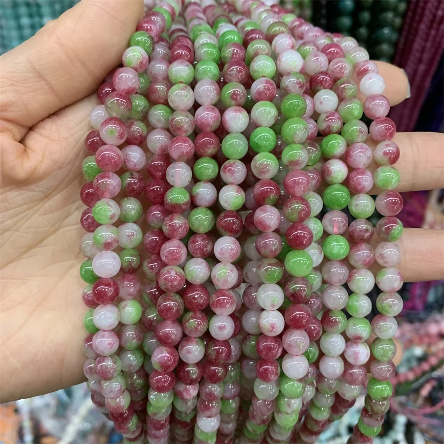 Wholesale 6mm Round Jades Chalcedony Stone Beads gemstones polished loose jade beads for jewelry making