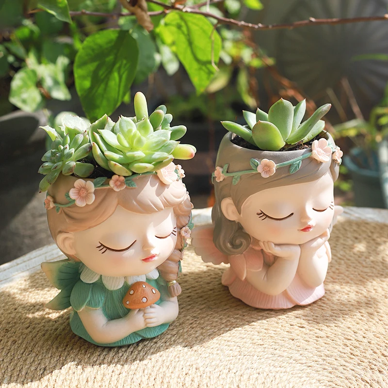 Roogo Cute Elf Succulent Small Planter Creative Home Decoration Succulent Planter