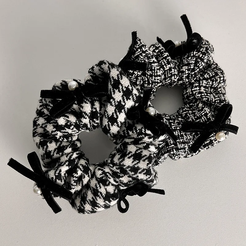 pearl Hair Scrunchies Women Accessories Fabric Elastic Hair Band Hair Ties Girls Pearl Satin Scrunchies