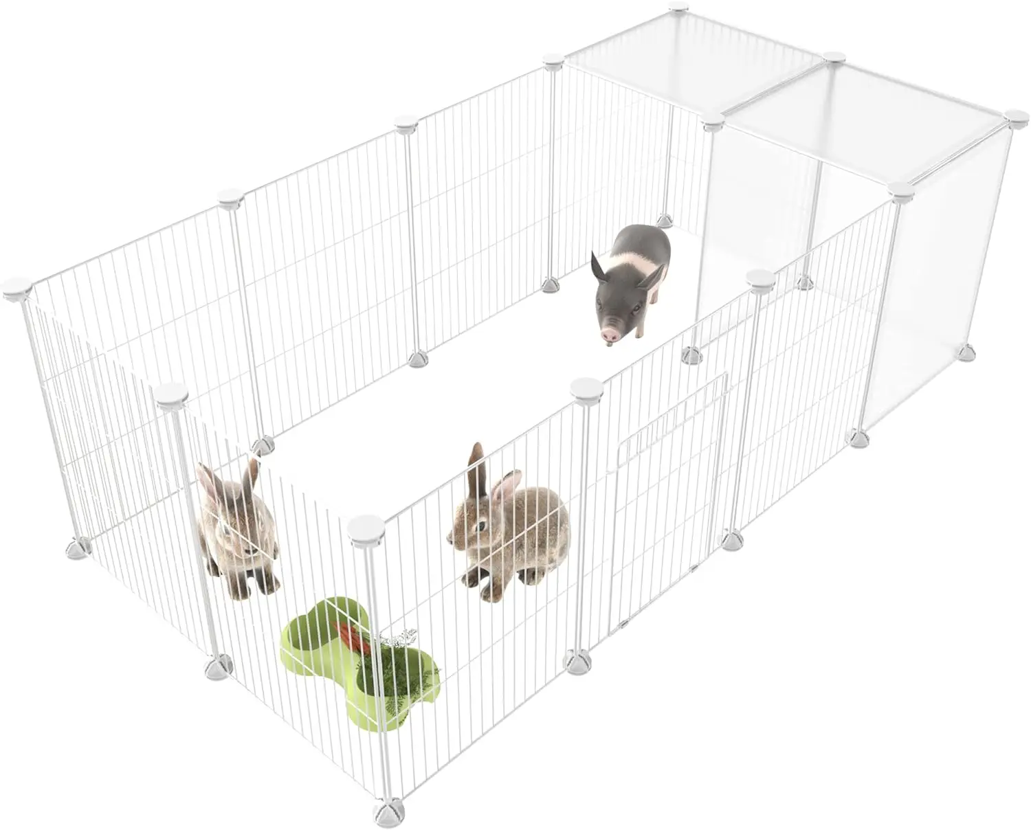 Indoor/Outdoor Use Portable for Puppies Kitties Bunny Pet Playpen Small Animals Cage DIY Wire Yard Fence with Door