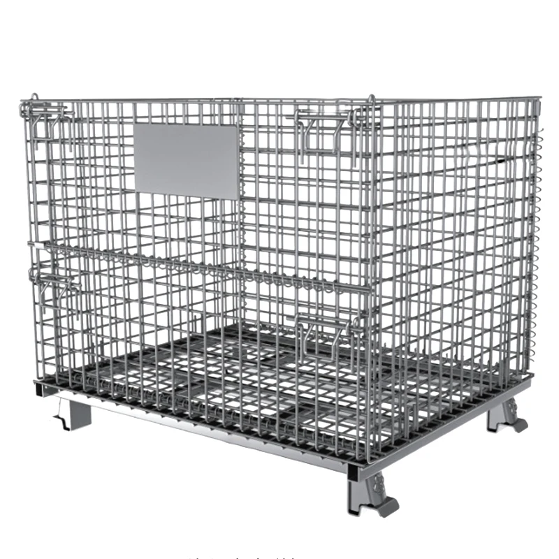 Warehouse Folding Stacked Galvanized Metal Wire Mesh Storage Cages industrial steel wire mesh pallet cage foldable