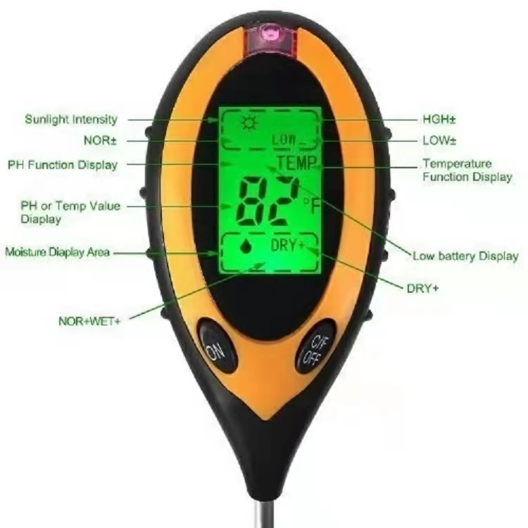Moisture Meter Light Meter For Plants Crops Flowers Vegetable Soil Ph Meter 4-In-1 Soil Tester