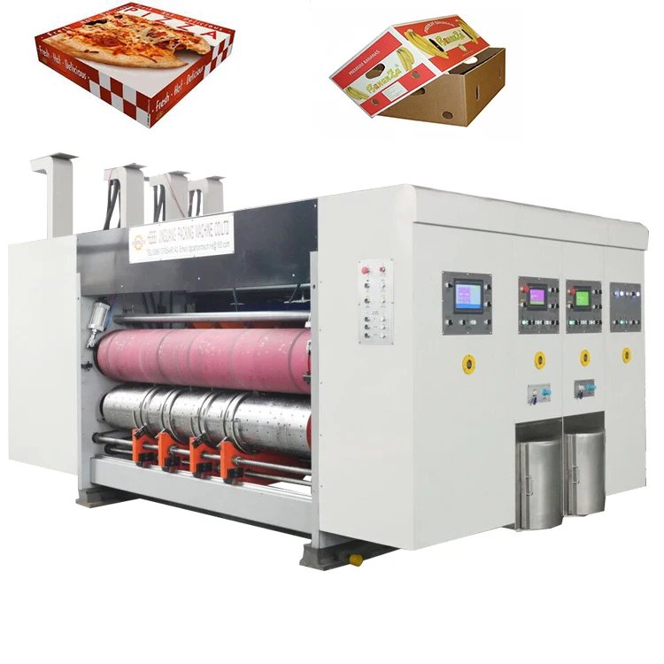 High Speed PLC Automatic Corrugated Cardboard Flexo Paper Printer Pizza Carton Box Printing Slotting Packaging