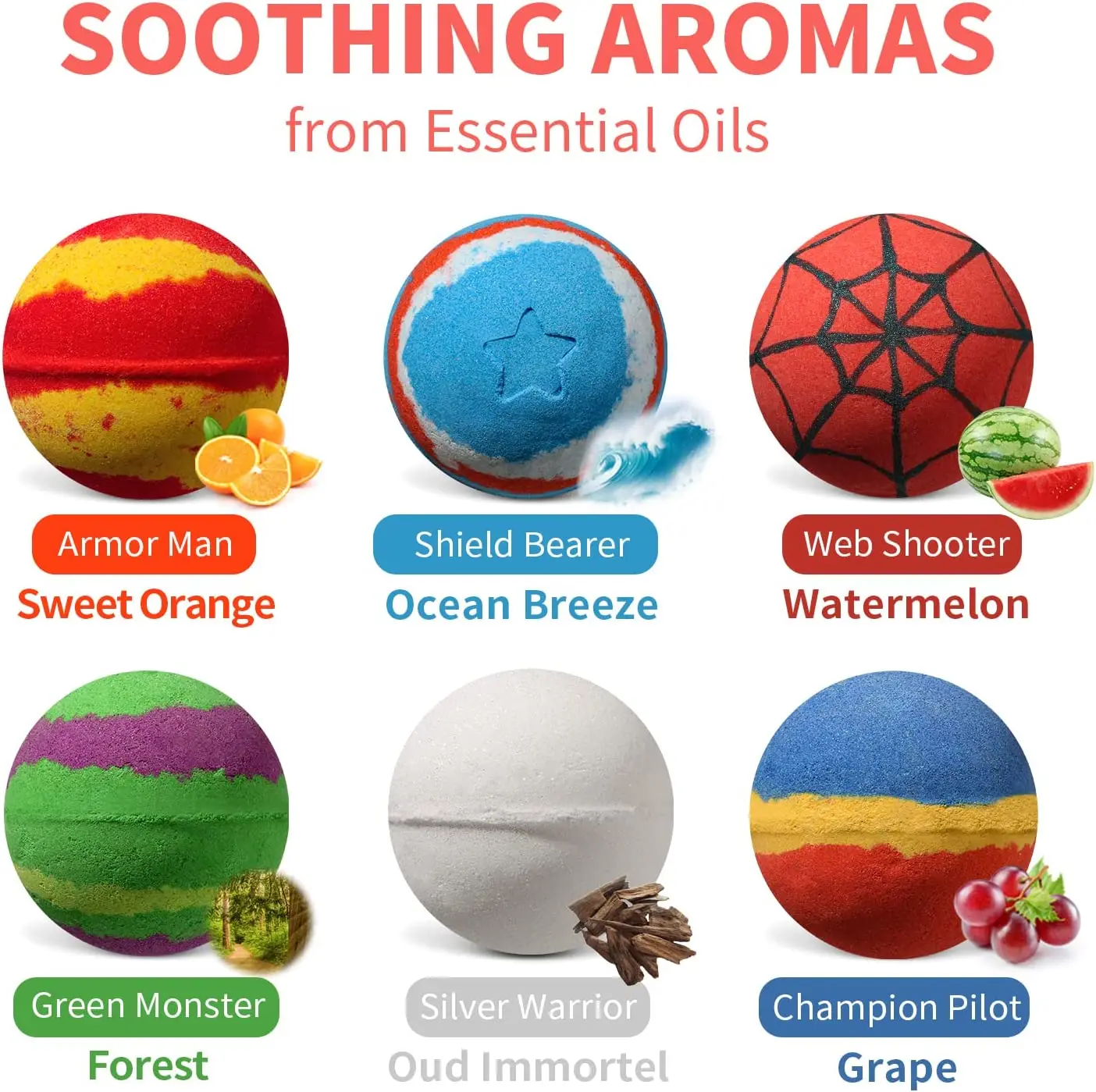 Customized Luxury Bath Supplies Bubble Bath Fizzies for Kids Organic Vegan with Superhero Toys Inside Moisturizing Natural