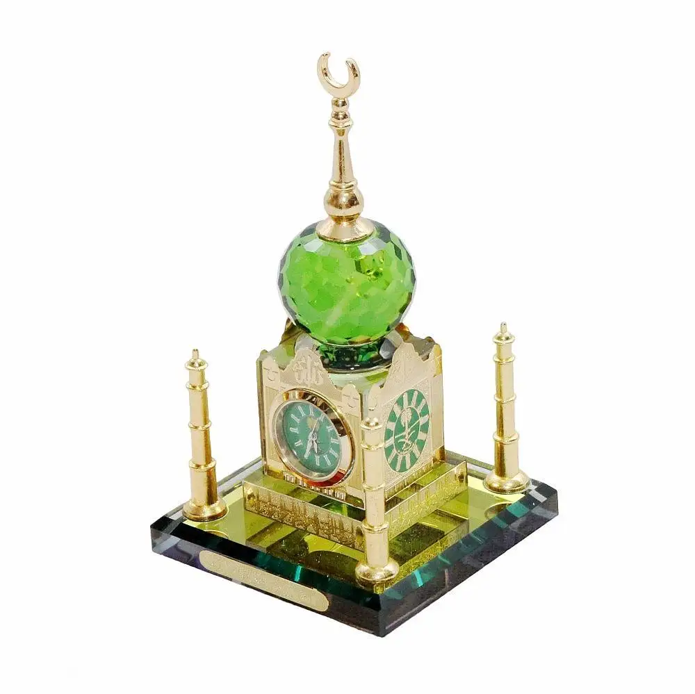 2023 New Design Four Sided Clock Model Crystal Glass Muslim Ornaments