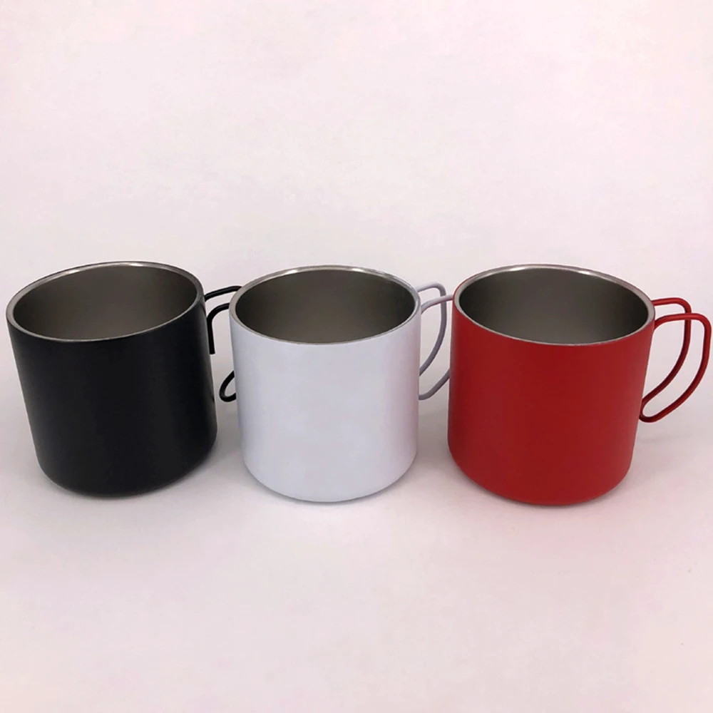 Wholesale Stainless Steel 304 Double Wall Cup With Steel wire handle Insulated Beer Mug Thermal Milk Coffee Cups