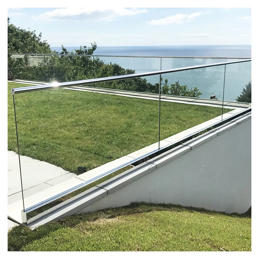 DERCHI 316 Stainless Steel Frameless Aluminum U Channel Glass Railing Balcony Balustrade Fence Railing With Led Light