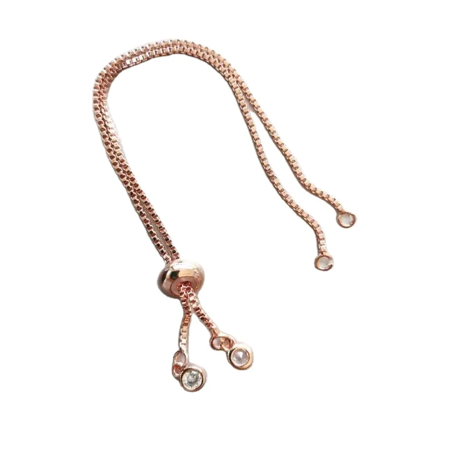 Позолоченный и серебряный латунный регулируемый браслет с цирконием цепочка для изготовления ювелирных изделий оптовая продажа