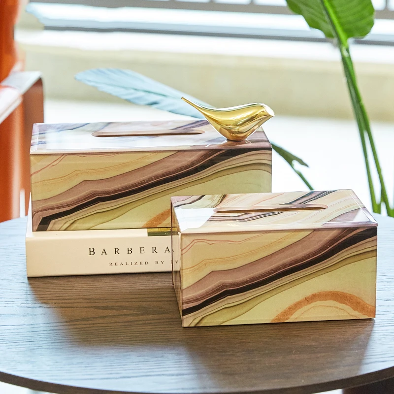 
Modern and simple American paper storage box home living room restaurant tissue holder box European creative glass tissue box 