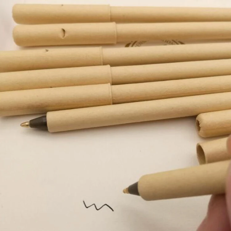 Customized Logo Printed Recycle Paper Promotional Ball Pen Eco-friendly OEM Ballpoint Pen Snowman Water Globe Pen