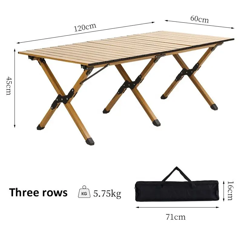 OEM Outdoor Furniture Portable Roll Up Lightweight Picnic Aluminum 120cm Folding Table For Camping Hiking