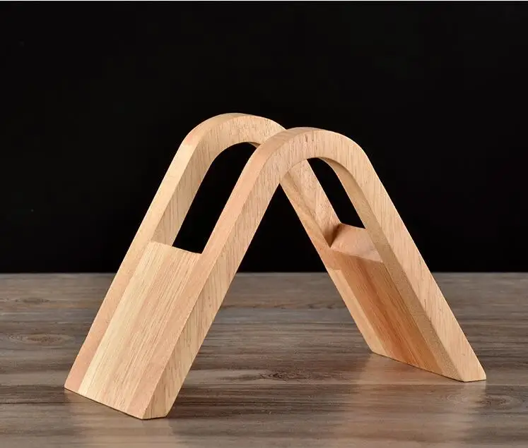 Custom triangle restaurant wooden bamboo coffee filter paper display storage rack holder