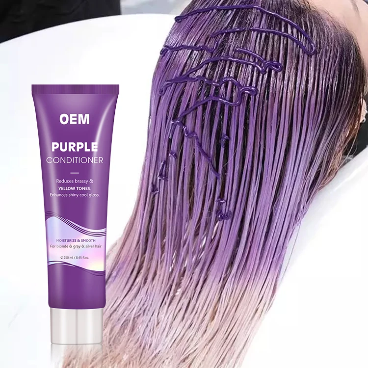 OEM/ODM Customize Logo Neutralizing Yellow Tones Sulfate Free Smoothing Purple Conditioner