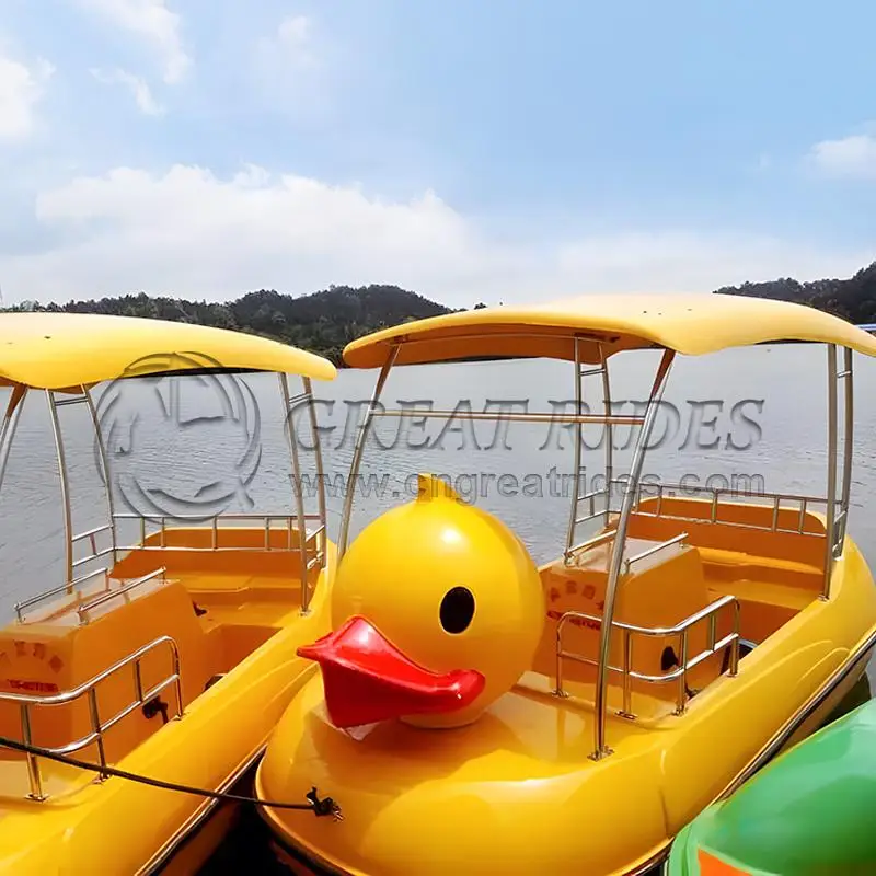 Happy fun water yellow duck pedal boat sport floating boat FRP water park recreation boat for sale