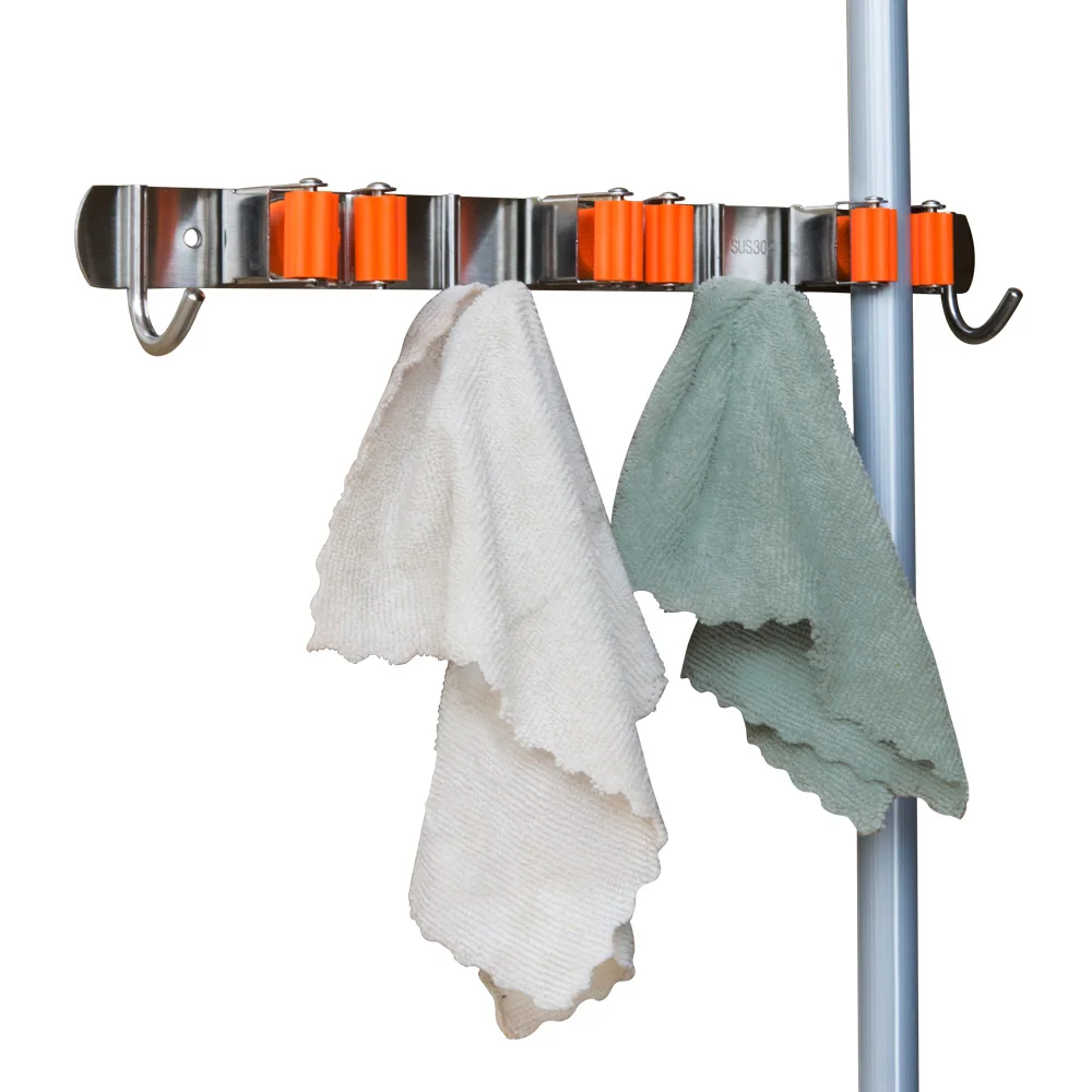 Держатель для швабры, сверхмощный органайзер для метлы, настенная вешалка с 4 крючками, вешалка для швабры