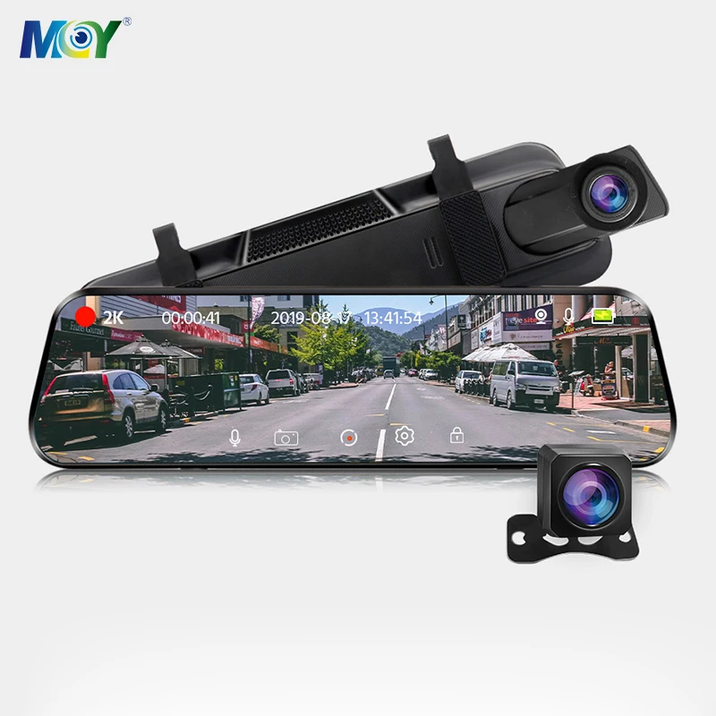 Voice Control Dashcam 2K Wifi Dual Lens Car Dvr Mirror IPS Universal Dash Cam Front and Rear 2k Phone Bluetooth Gua 12 Months 2K