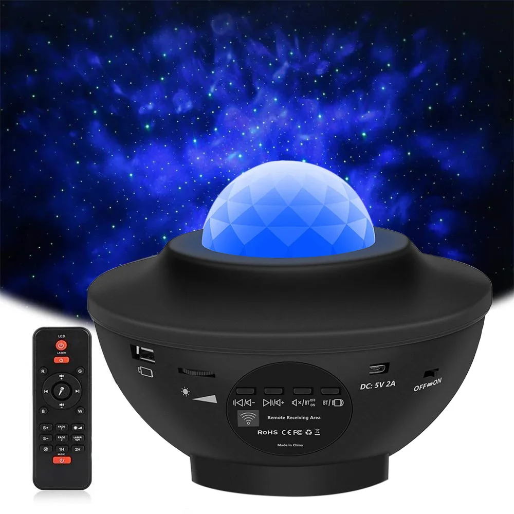 Dropshipping LED Sky Lights Nebula Ocean Wave Projector Galaxy Night Lamp with Wireless Speaker