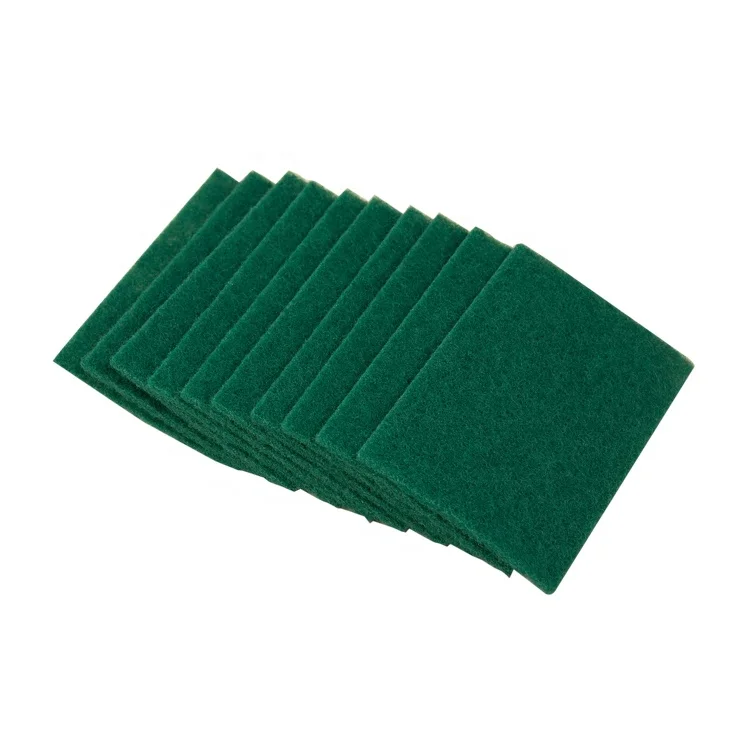 Nylon non woven scrub pad aluminum oxide cleaning polishing sponge green sponge scouring pad for cleaning